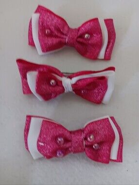 Sparkle Pink Kids Bow Clips - Brand